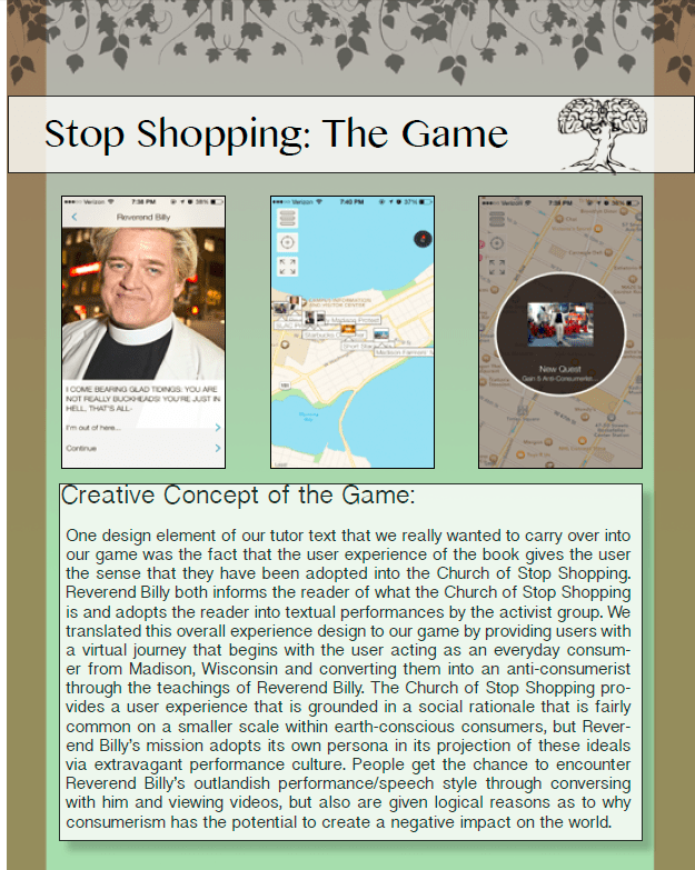 Student Game: Reverend Billy's Stop Shopping